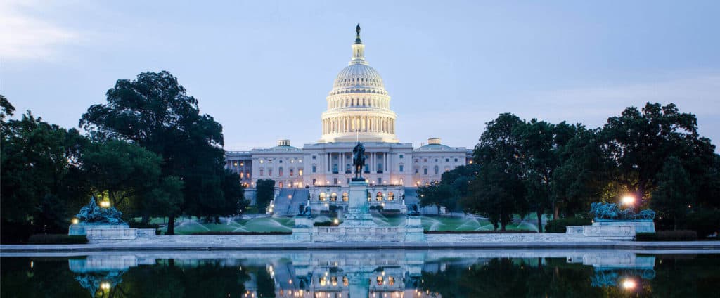 the capitol on an early cloudy morning