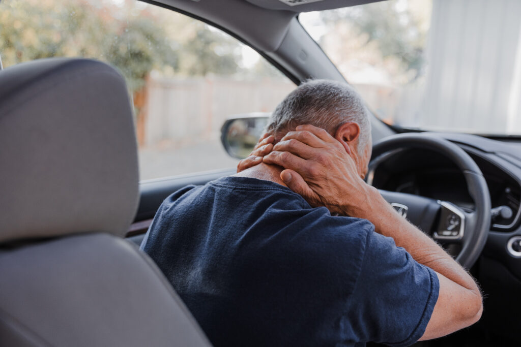 personal injury car accident victim with an injured neck, personal injury claim example