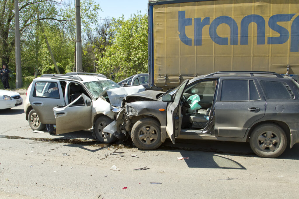 cars involved in a truck accident