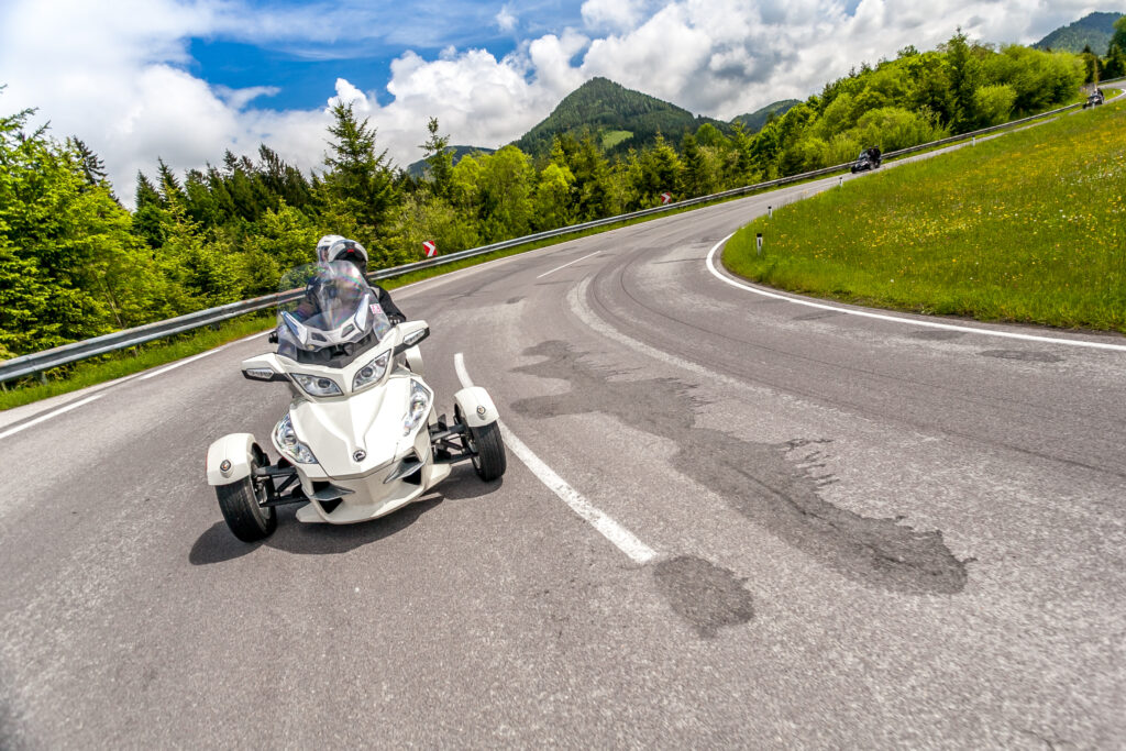 spyder motorcycle on road