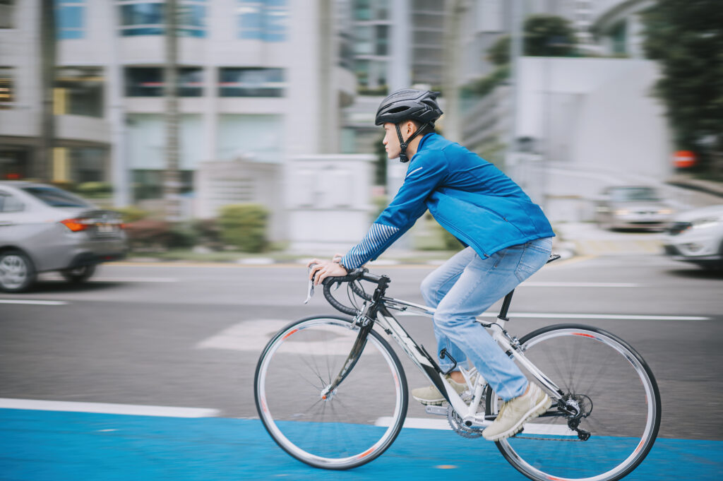 bicycle rider on the road