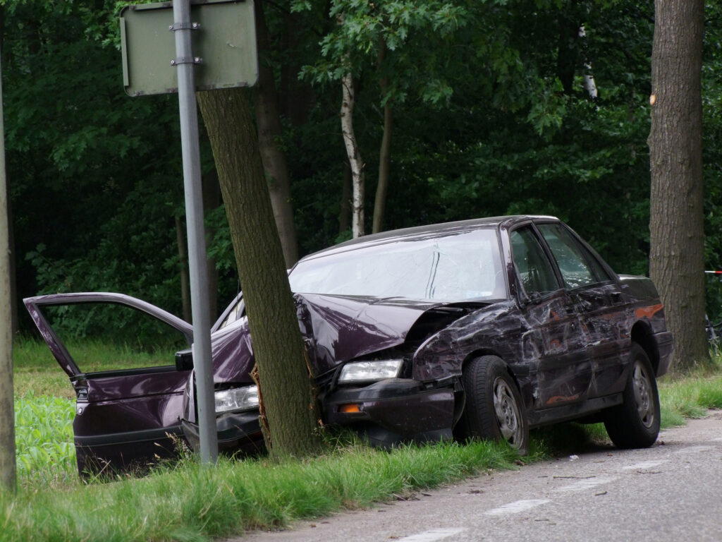 car accident hitting a tree 