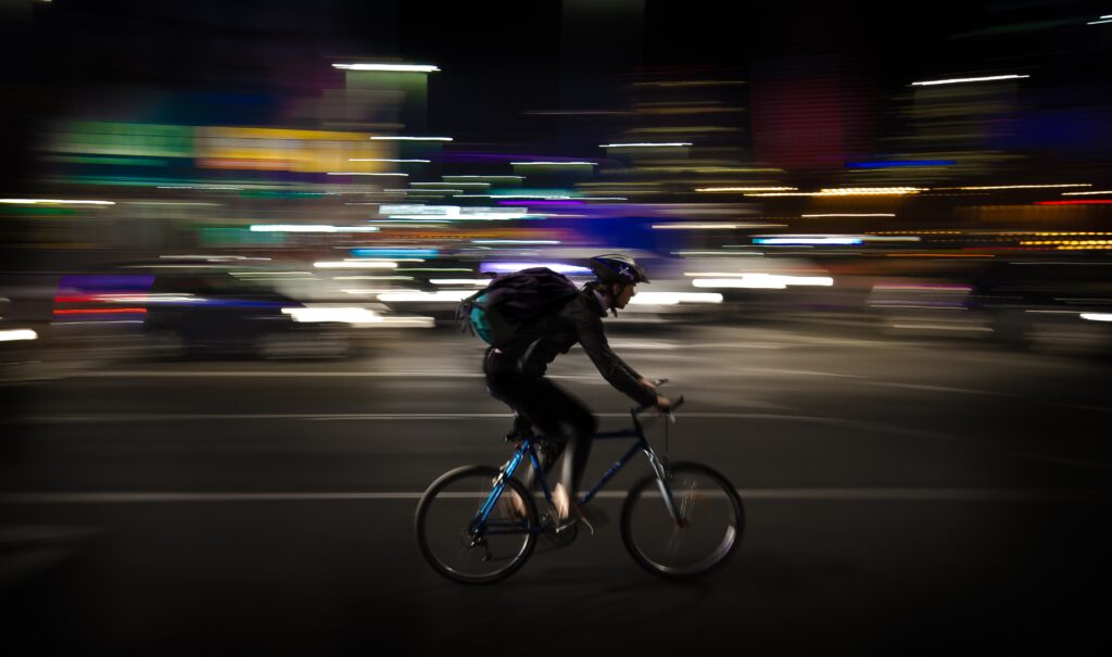 riding a bicycle at night in dc