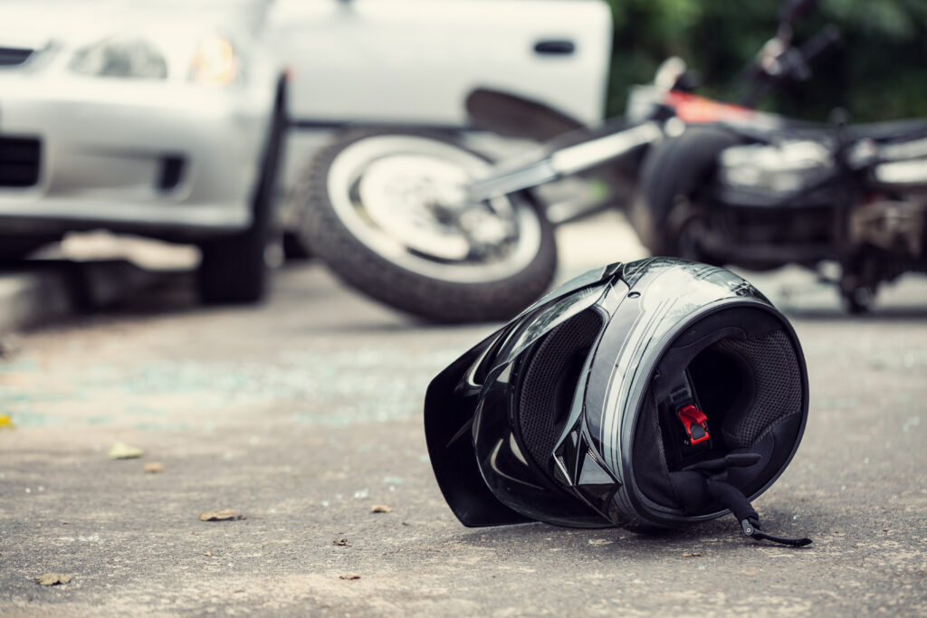 Close-up of a helmet of a  motorcycle driver