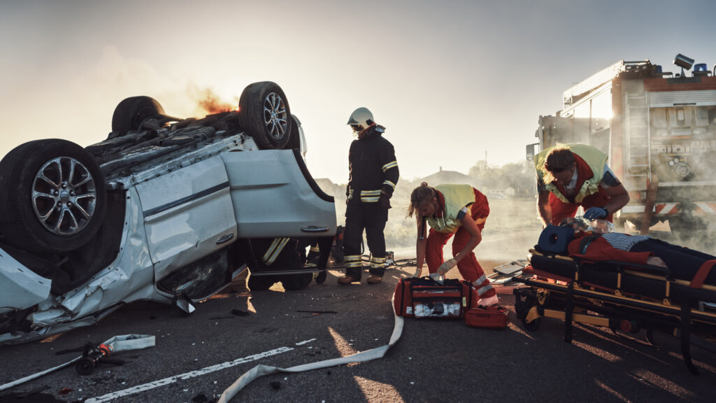 rollover accident on highway