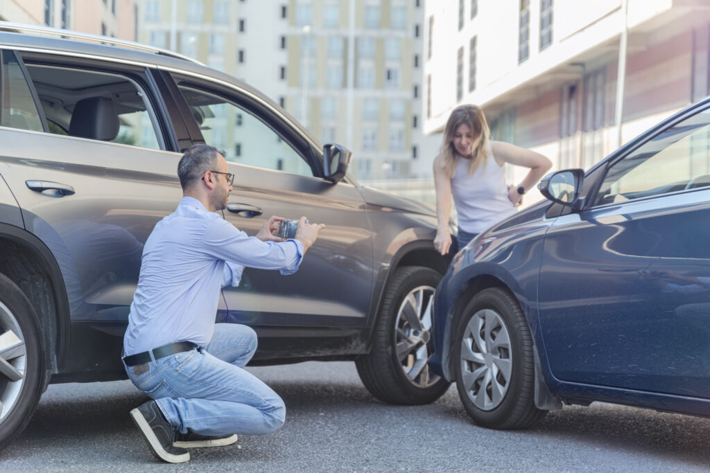 car accident in a parking lot