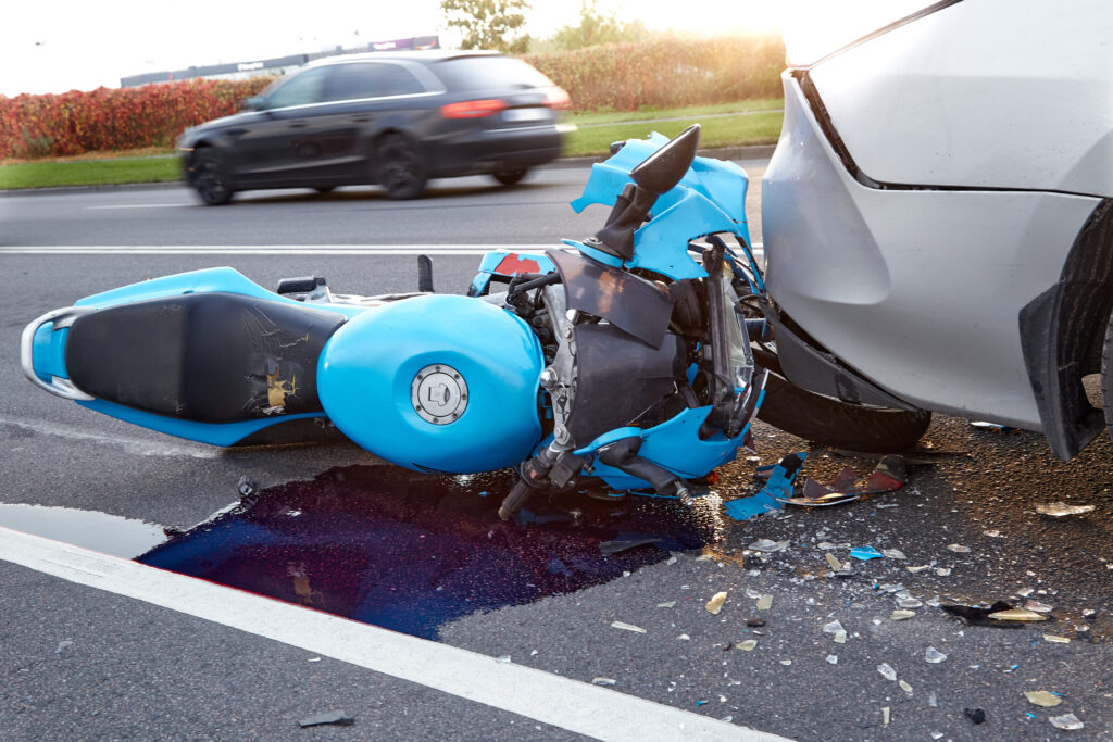 motorcycle Damaged in a car accident